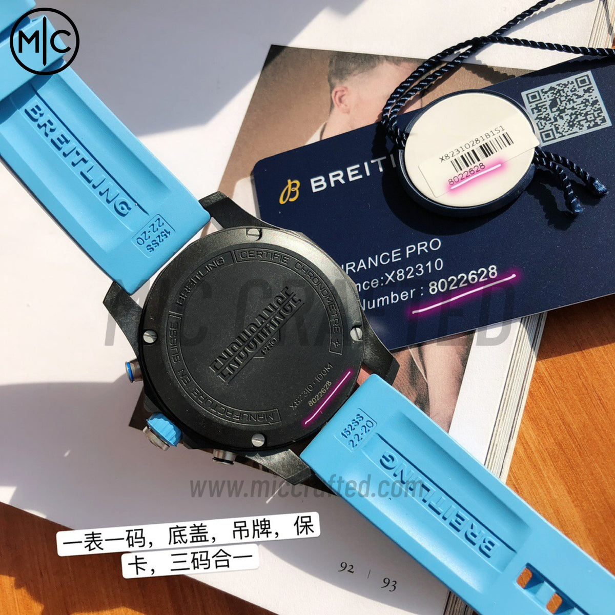 Professional Chronograph PVD 黑色錶面搭配藍色橡膠錶帶 瑞士石英機芯 - 尊貴版