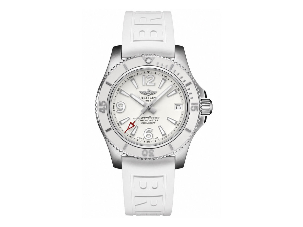 Superocean Automatic 36mm 不鏽鋼白色錶面、白色錶圈搭配白色橡膠錶帶 - 尊貴版