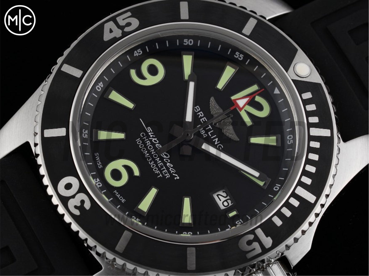 Superocean Automatic 44mm 不鏽鋼黑色錶面、黑色錶圈搭配黑色橡膠錶帶 - 尊貴版