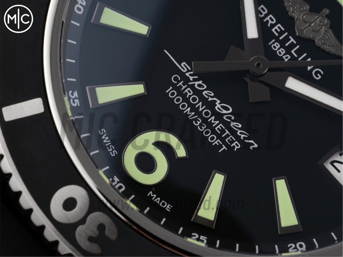 Superocean Automatic 44mm 不鏽鋼黑色錶面、黑色錶圈搭配黑色橡膠錶帶 - 尊貴版