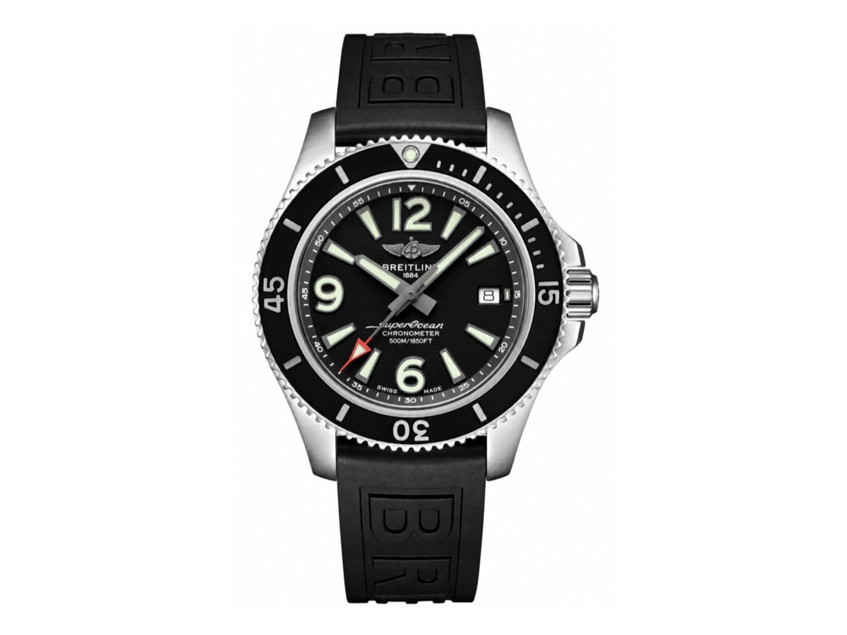 Superocean Automatic 44mm 不鏽鋼黑色錶面、黑色錶圈搭配黑色橡膠錶帶 - 尊貴版