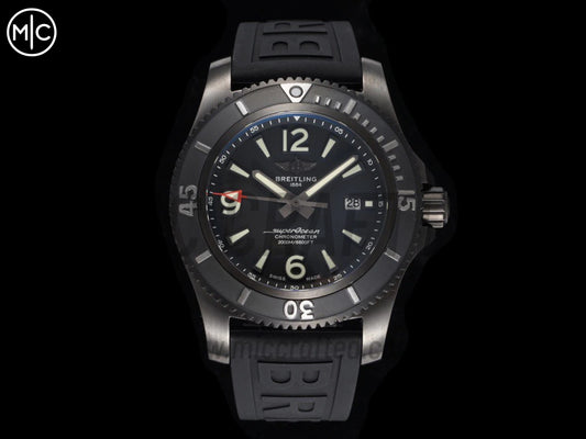 Superocean Automatic 46mm PVD Black Dial Black Bezel on Black Rubber Strap – Premium Edition