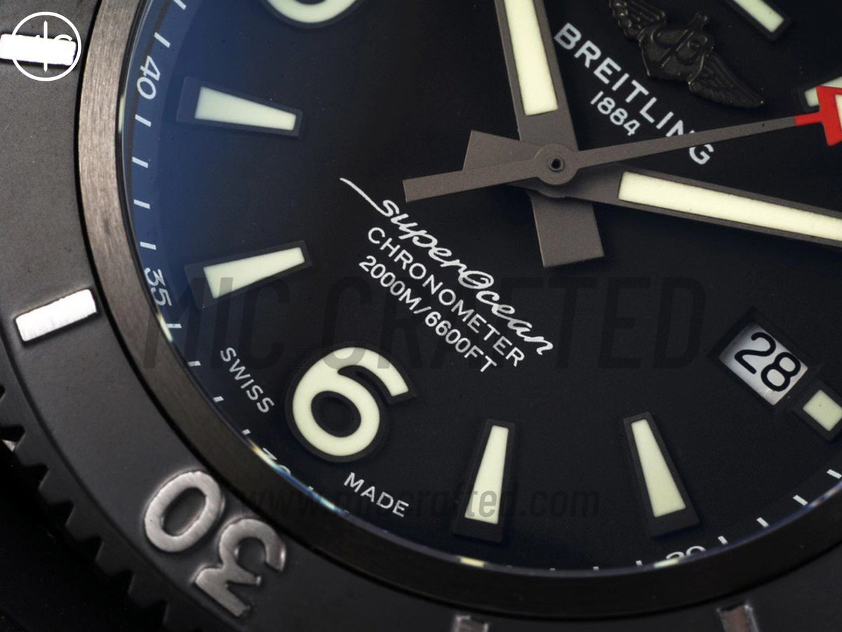 Superocean Automatic 46mm PVD 黑色錶面、黑色錶圈搭配黑色橡膠錶帶 - 尊貴版