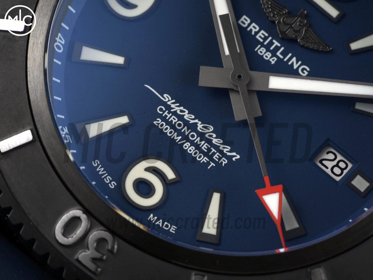 Superocean Automatic 46mm PVD 藍色錶面、黑色錶圈搭配藍色橡膠錶帶 - 尊貴版