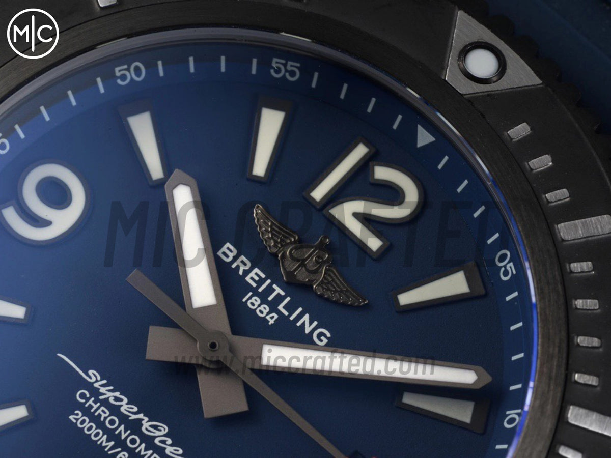 Superocean Automatic 46mm PVD 藍色錶面、黑色錶圈搭配藍色橡膠錶帶 - 尊貴版