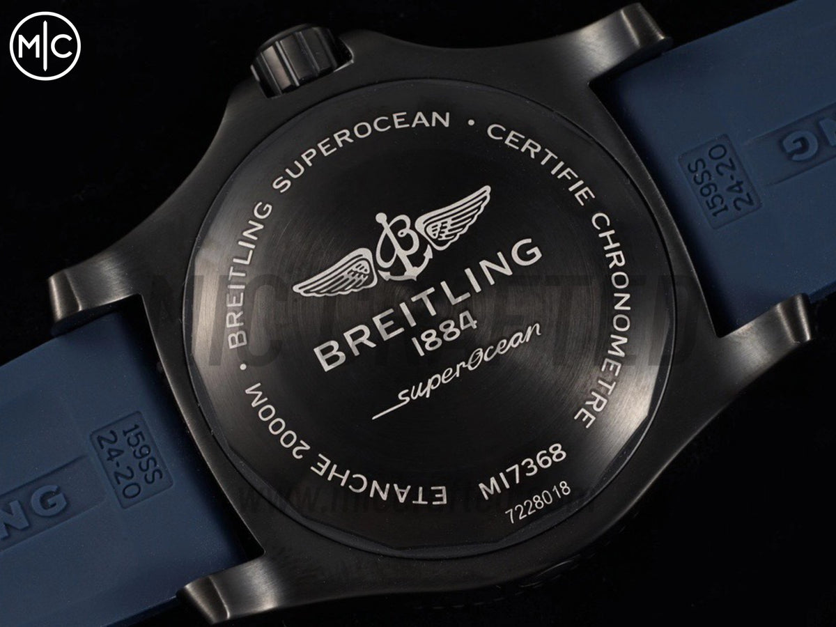 Superocean Automatic 46mm PVD 藍色錶面、黑色錶圈搭配藍色橡膠錶帶 - 尊貴版