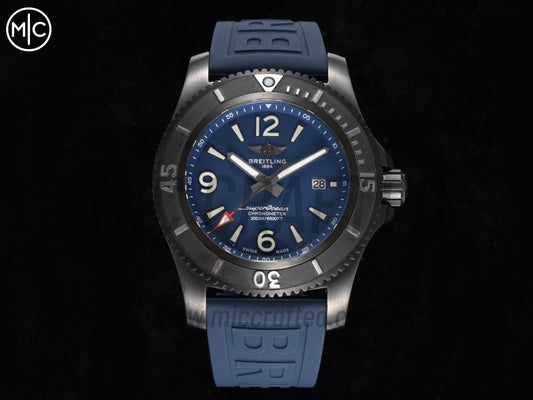 Superocean Automatic 46mm PVD Blue Dial Black Bezel on Blue Rubber Strap – Premium Edition