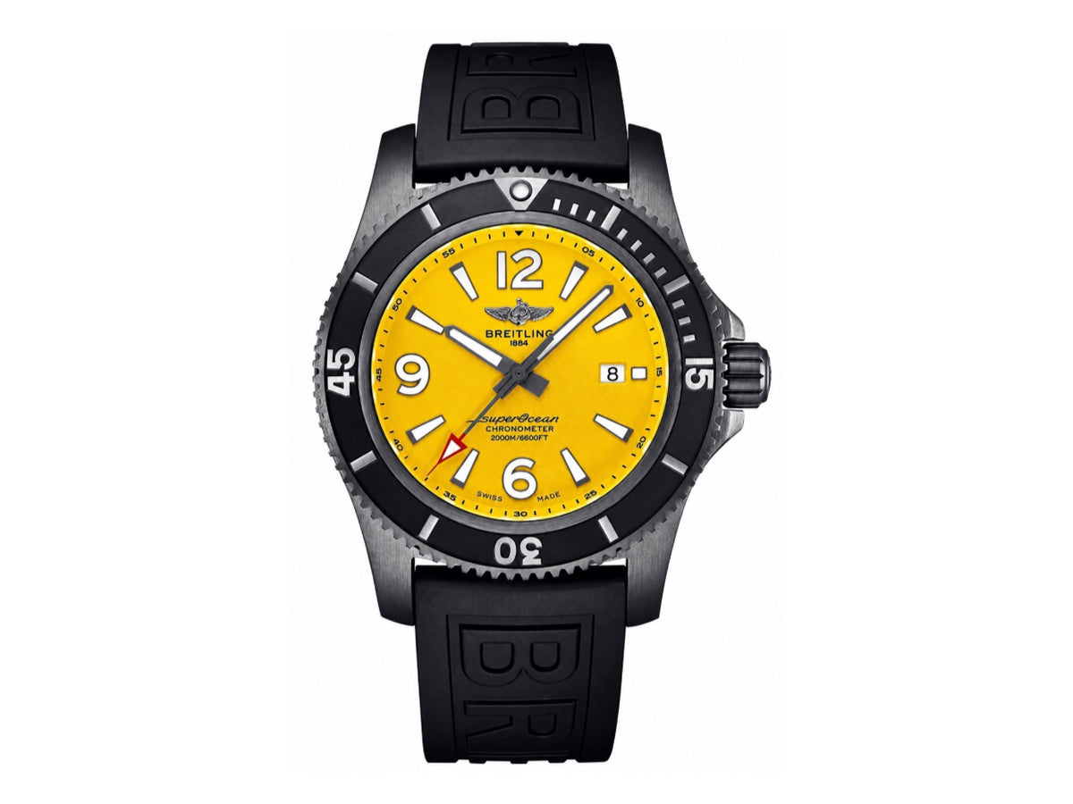 Superocean Automatic 46mm PVD Yellow Dial Black Bezel on Black Rubber Strap – Premium Edition