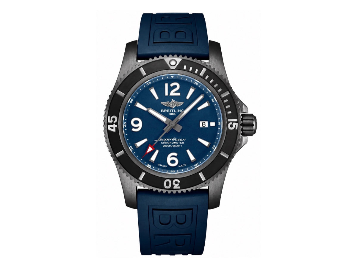 Superocean Automatic 46mm PVD 藍色錶面、黑色錶圈搭配藍色橡膠錶帶 - 尊貴版