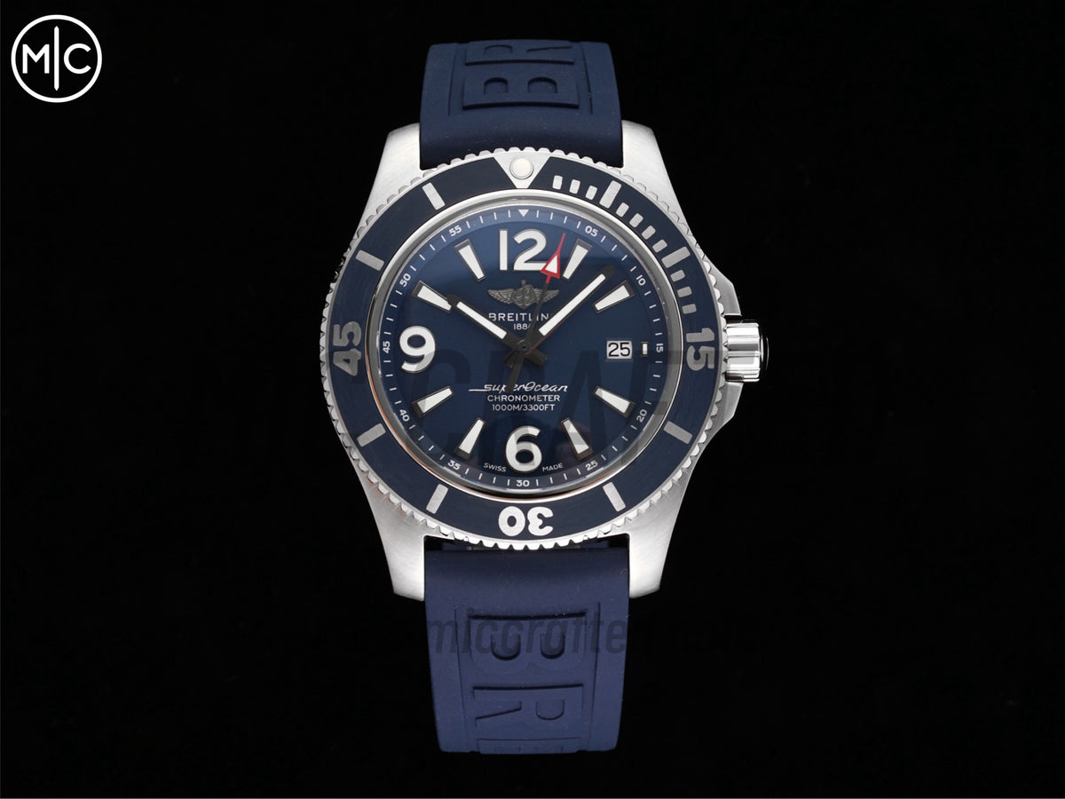 Superocean Automatic 44mm 不鏽鋼藍色錶面、藍色錶圈搭配藍色橡膠錶帶 - 尊貴版