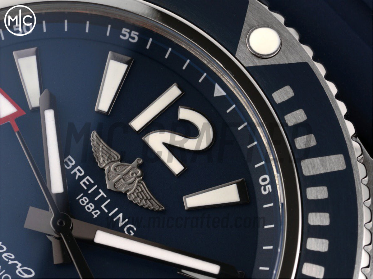 Superocean Automatic 44mm 不鏽鋼藍色錶面、藍色錶圈搭配藍色橡膠錶帶 - 尊貴版