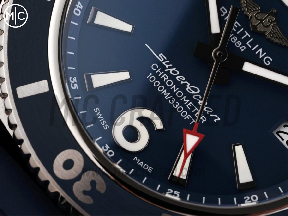 Superocean Automatic 44mm 不鏽鋼藍色錶面、藍色錶圈搭配藍色橡膠錶帶 - 尊貴版