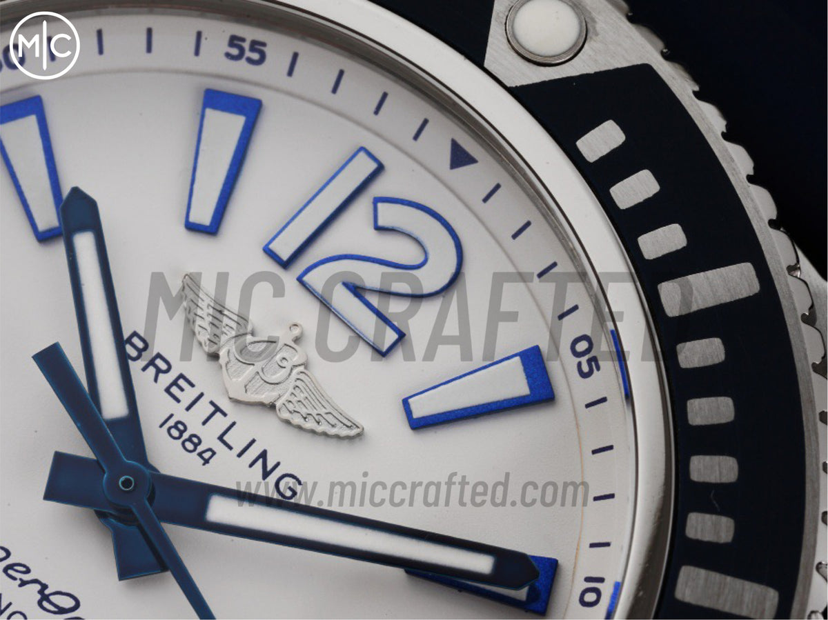 Superocean Automatic 44mm 不鏽鋼白色錶面、藍色錶圈搭配藍色橡膠錶帶 - 尊貴版