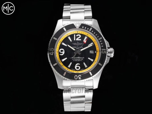 Superocean Automatic 44mm SS Black/Yellow Dial Black Bezel on SS Bracelet – Premium Edition
