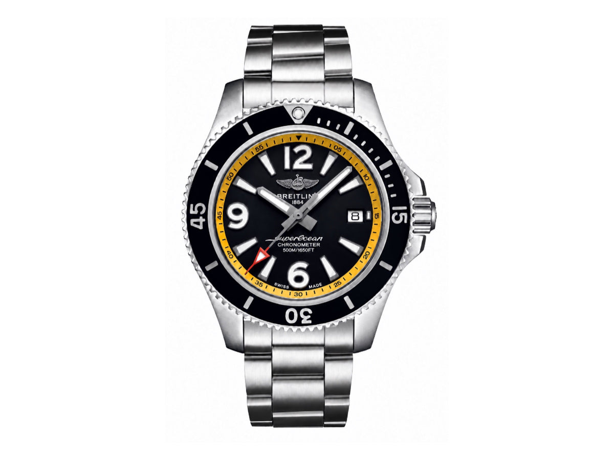Superocean Automatic 44mm 不鏽鋼黑黃雙色錶面、黑色錶圈搭配不鏽鋼錶鏈 - 尊貴版