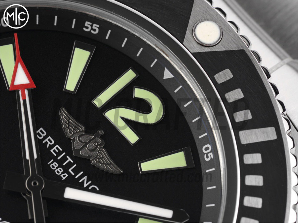 Superocean 海洋文化系列自動腕錶 44mm 不鏽鋼黑色錶盤黑色錶圈,配不鏽鋼鍊帶 - 高級版