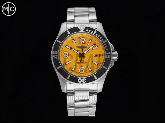 Superocean Automatic 44mm SS Yellow Dial Black Bezel on SS Bracelet – Premium Edition