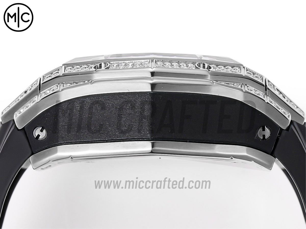 Spirit of Big Bang Sang Bleu 42mm SS Full Diamonds Skeleton Dial on Black Rubber Strap – Premium Edition