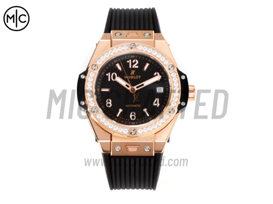 Big Bang Ladies 39mm RG Black Dial on Black Rubber Strap – Premium Edition