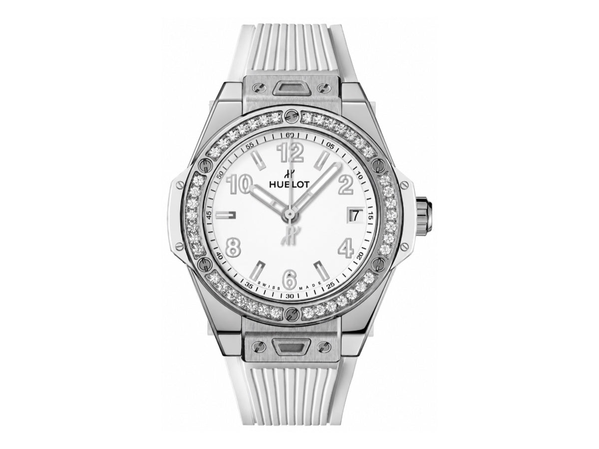Big Bang 女士腕錶 39mm 不鏽鋼白色錶盤,配白色橡膠錶帶 - 高級版