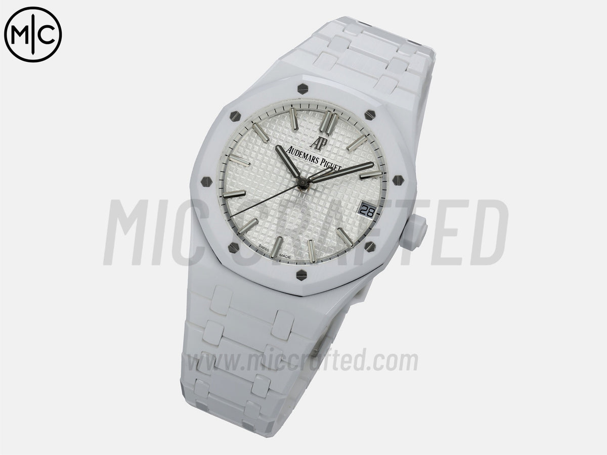 Royal Oak 41mm 15500 White Ceramic White Dial on White Ceramic Bracelet – Handcrafted Version