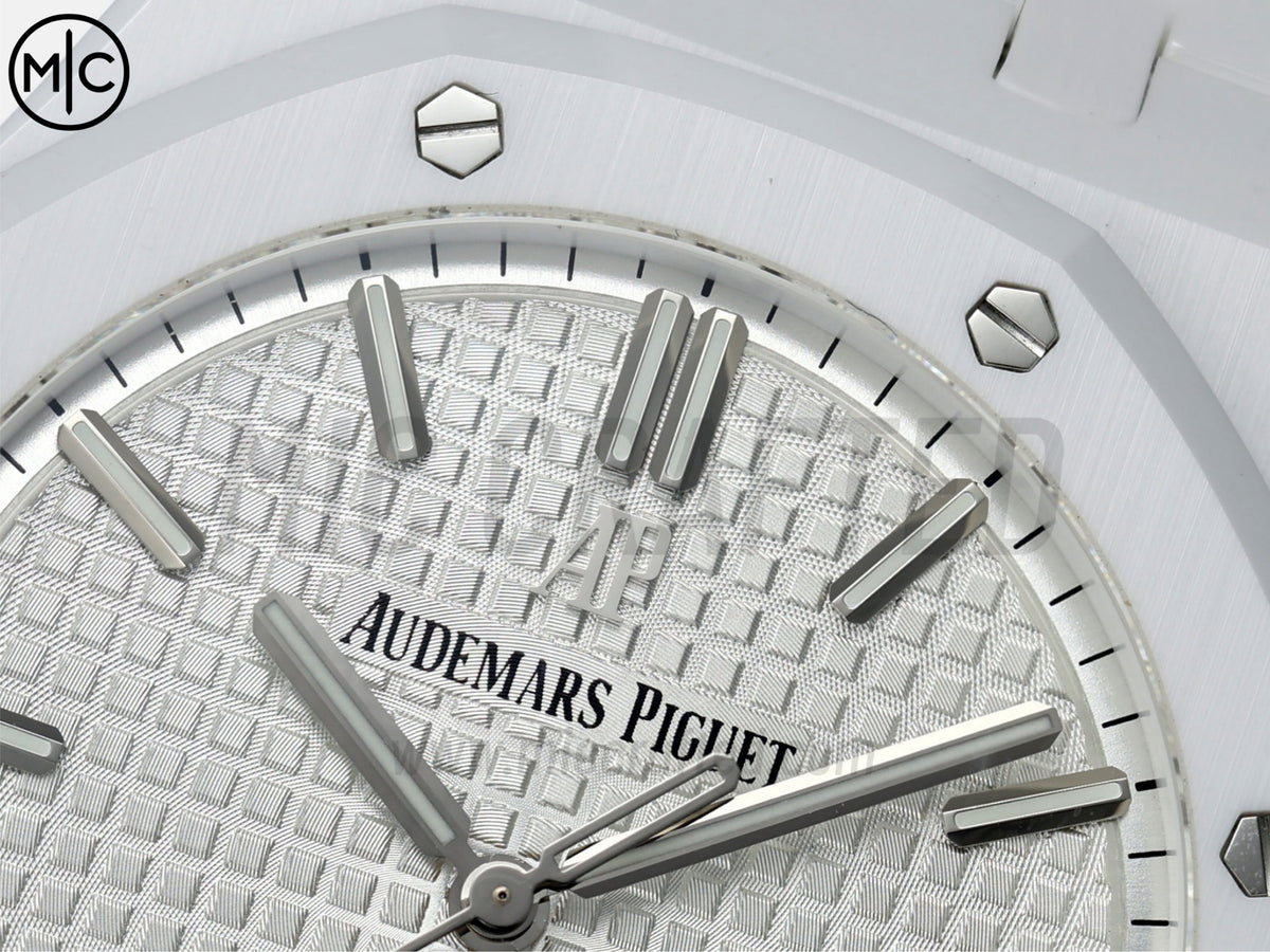 Royal Oak 41mm 15500 White Ceramic White Dial on White Ceramic Bracelet – Handcrafted Version