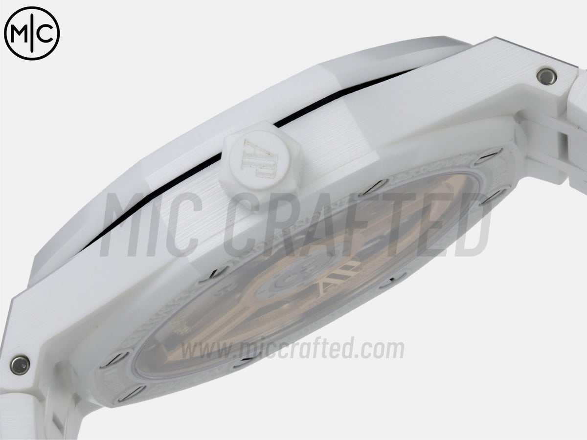 Royal Oak 41mm 15500 White Ceramic White Dial on White Ceramic Bracelet – Handcrafted Version
