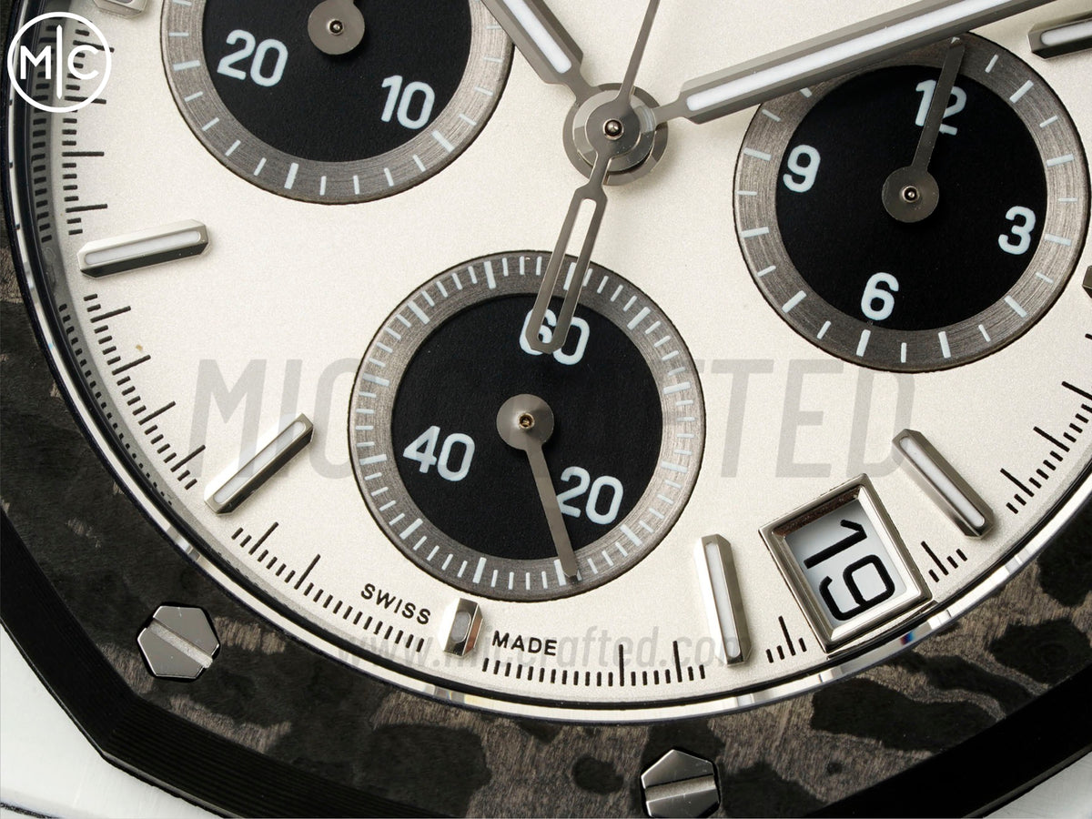 Royal Oak Chrono 皇家橡樹計時碼錶 DIW 26240 41mm 石英纖維/NY 白色錶盤 - 手工製作版