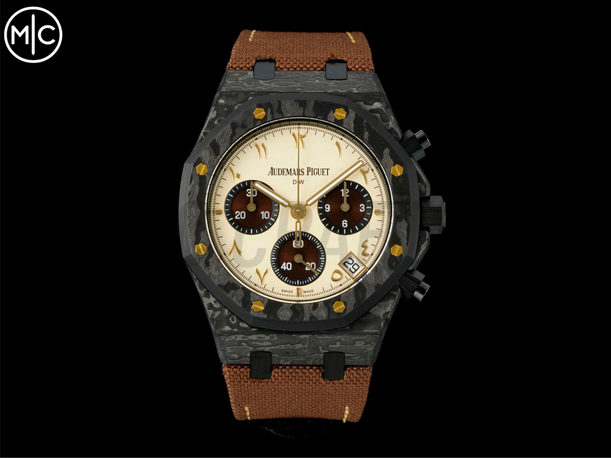 Royal Oak Chrono 皇家橡樹計時碼錶 DIW 26240 41mm 石英纖維/NY 奶油象牙色錶盤 - 手工製作版