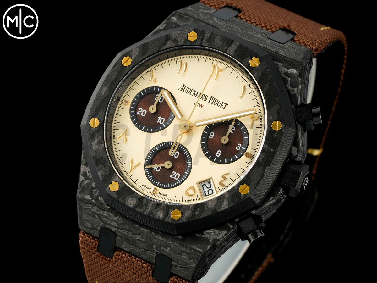 Royal Oak Chrono 皇家橡樹計時碼錶 DIW 26240 41mm 石英纖維/NY 奶油象牙色錶盤 - 手工製作版
