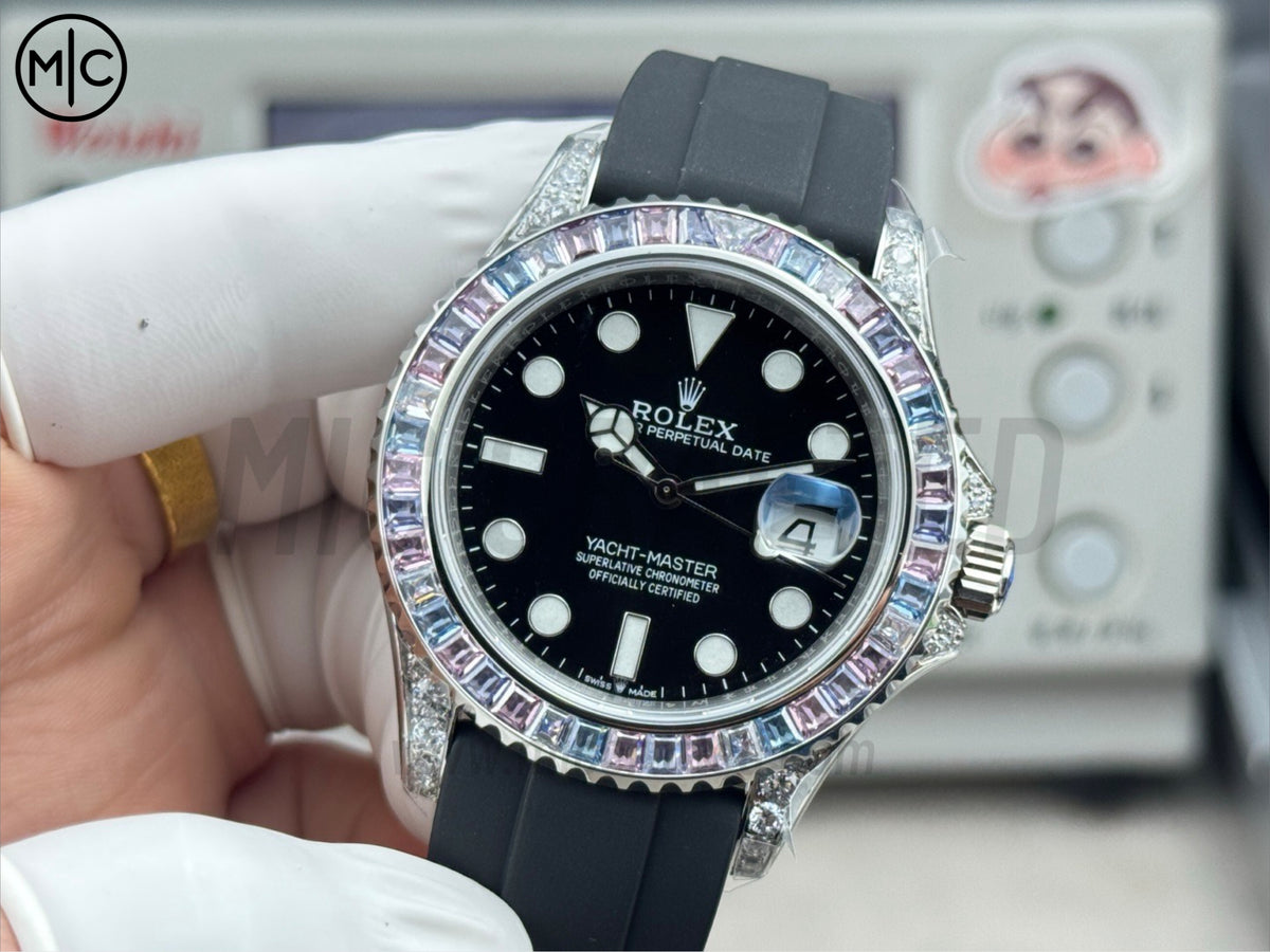 Yacht-Master 42mm Diamonds Bezel WG Wrapped on Oysterflex Strap – Premium Edition