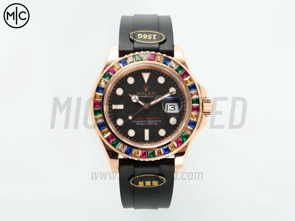 Yacht-Master 42mm 彩虹錶圈玫瑰金包覆 Oysterflex 錶帶 - 尊貴版