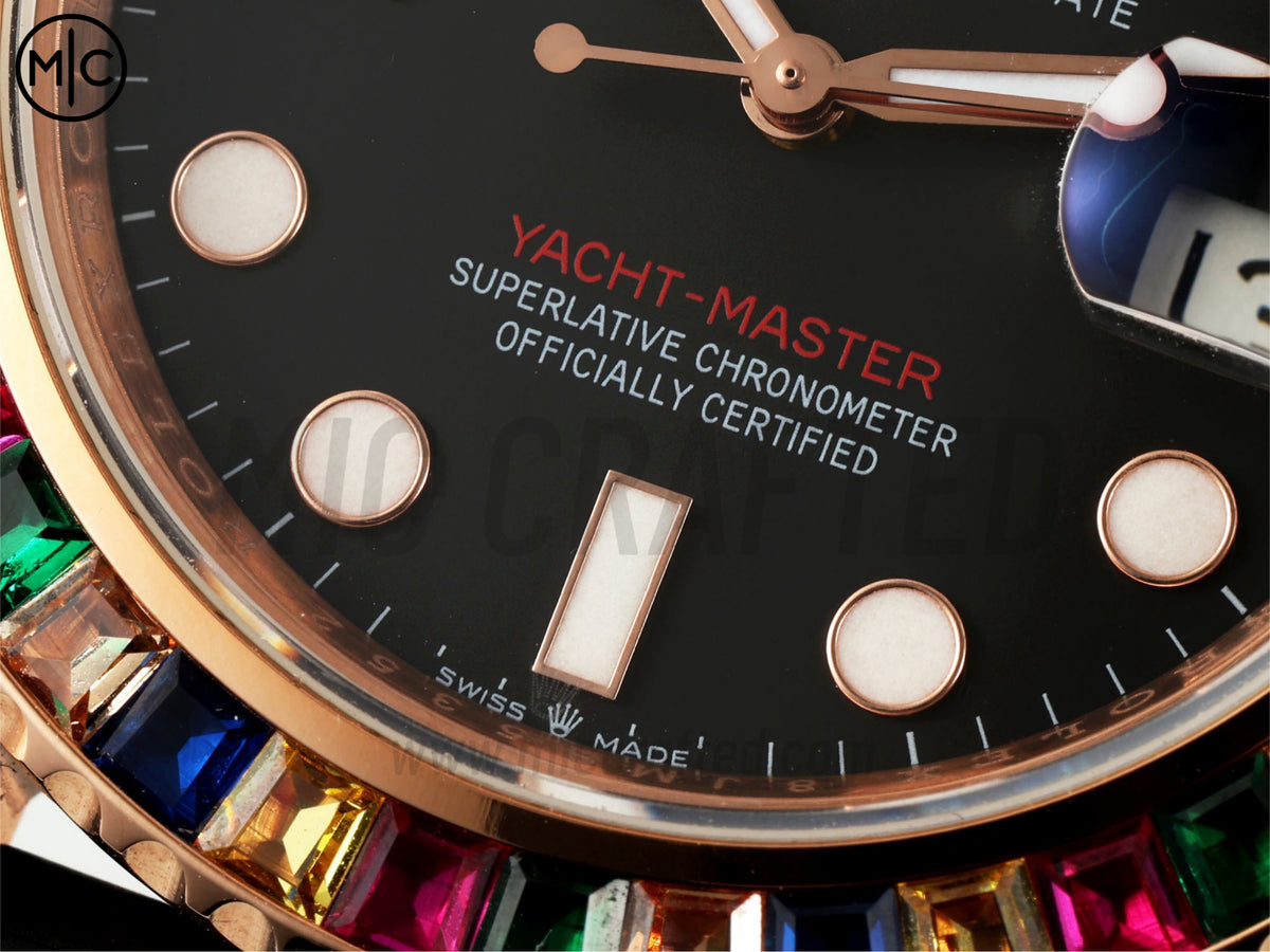 Yacht-Master 42mm 彩虹錶圈玫瑰金包覆 Oysterflex 錶帶 - 尊貴版