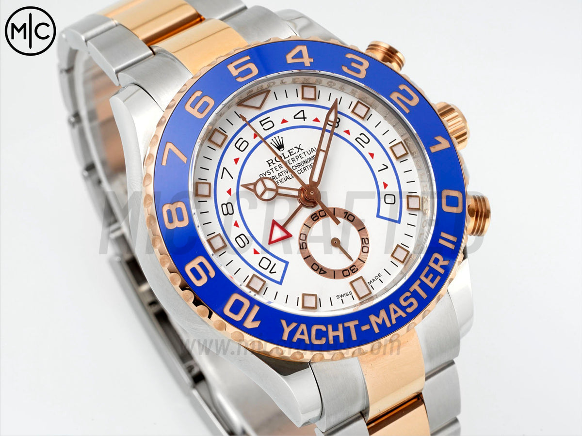 YachtMaster II 44mm 116681 不鏽鋼/玫瑰金藍色陶瓷錶圈白色錶盤搭配不鏽鋼/玫瑰金錶帶 - 尊貴版