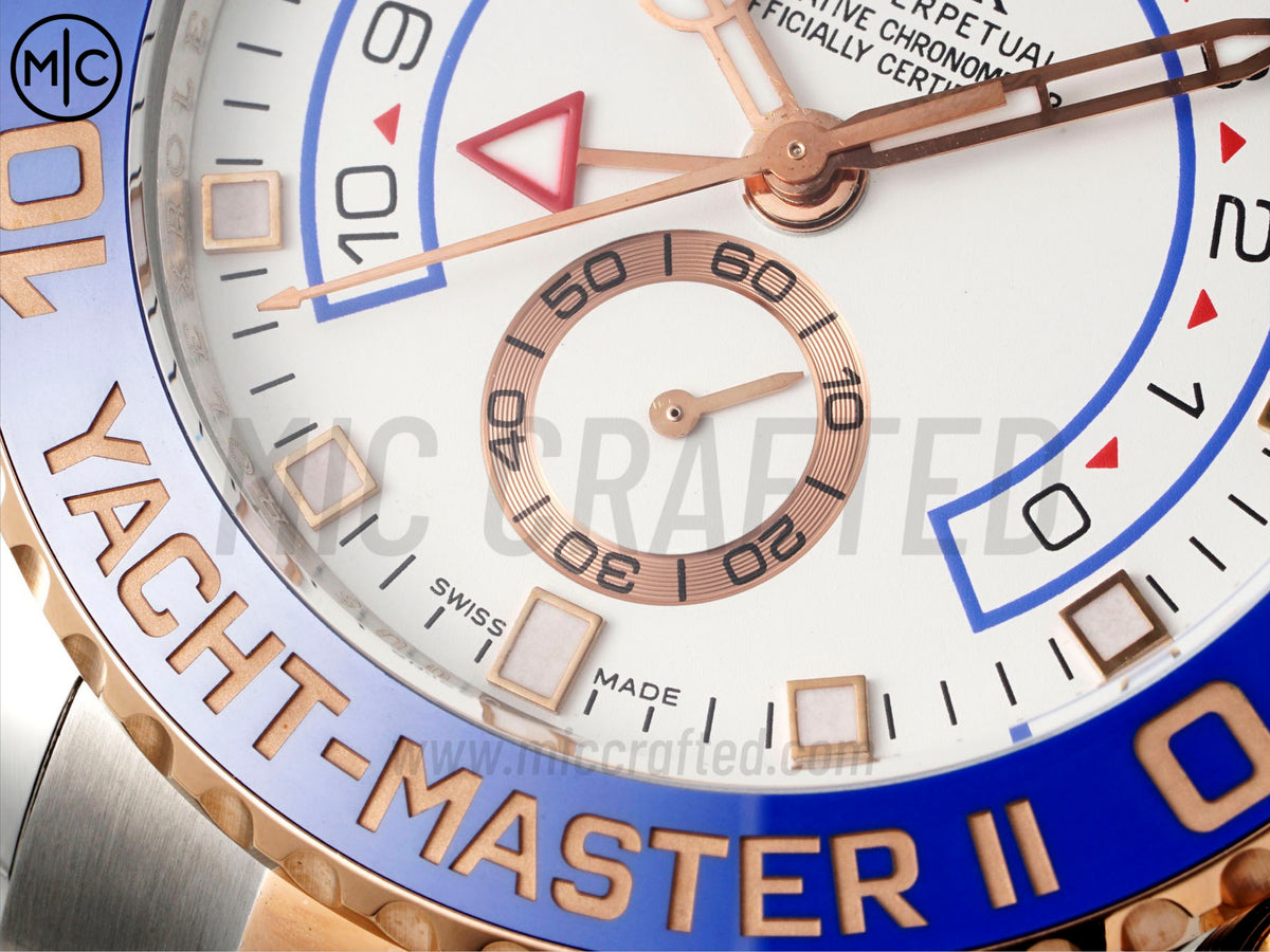 YachtMaster II 44mm 116681 不鏽鋼/玫瑰金藍色陶瓷錶圈白色錶盤搭配不鏽鋼/玫瑰金錶帶 - 尊貴版