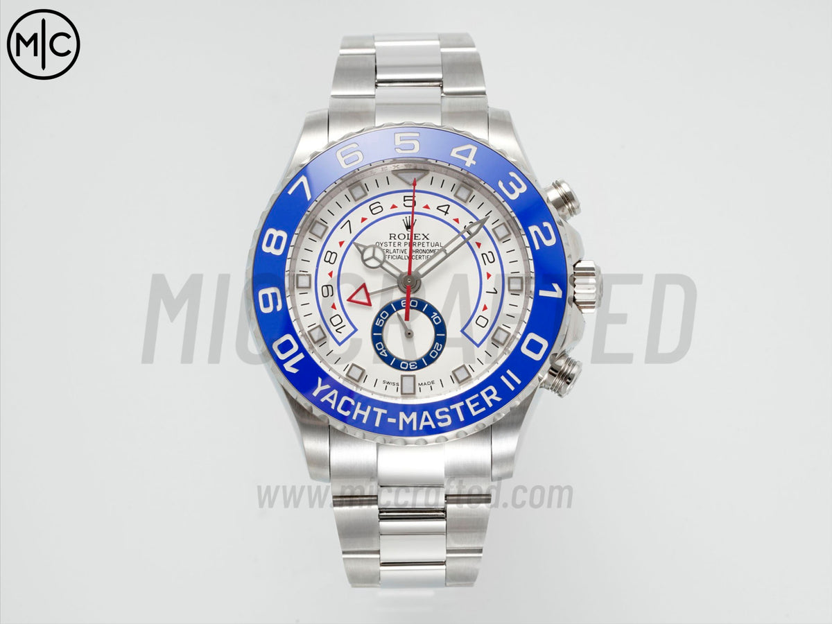 YachtMaster II 44mm 116680 不鏽鋼藍色陶瓷錶圈白色錶盤搭配不鏽鋼錶帶 - 尊貴版