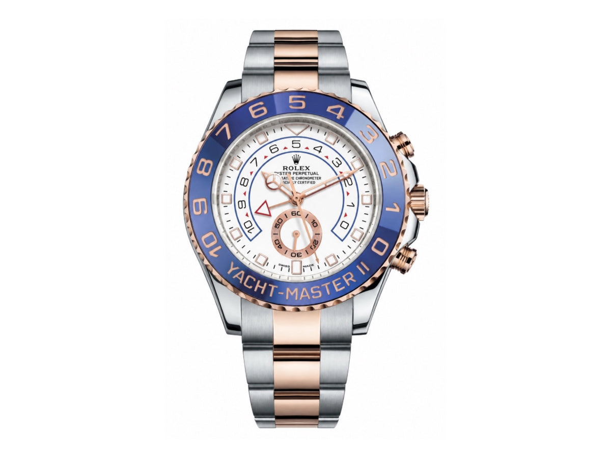 YachtMaster II 44mm 116681 不鏽鋼/玫瑰金藍色陶瓷錶圈白色錶盤搭配不鏽鋼/玫瑰金錶帶 - 尊貴版