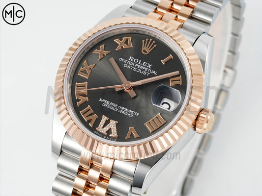 DateJust 31mm Ladies 278271 Fluted Bezel SS/RG Silver Grey Roman Dial on Jubilee Bracelet – Premium Edition
