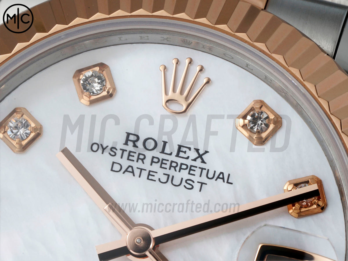 DateJust 31mm 女裝 278271 三角坑紋錶圈 不鏽鋼/玫瑰金珍珠母貝錶盤搭配 Jubilee 錶帶 - 尊貴版
