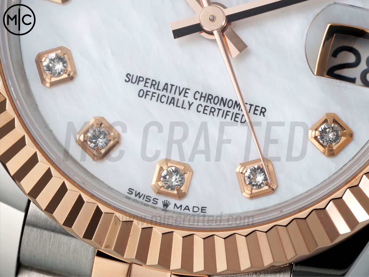 DateJust 31mm 女裝 278271 三角坑紋錶圈 不鏽鋼/玫瑰金珍珠母貝錶盤搭配 Jubilee 錶帶 - 尊貴版