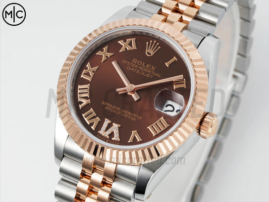 DateJust 31mm Ladies 278271 Fluted Bezel SS/RG Brown Roman Dial on Jubilee Bracelet – Premium Edition