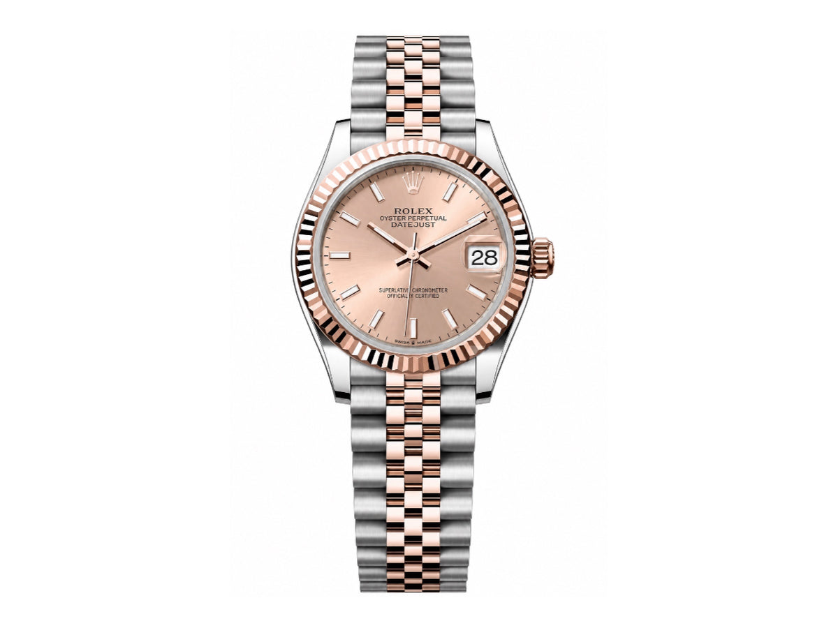DateJust 31mm 女裝 278271 三角坑紋錶圈 不鏽鋼/玫瑰金玫瑰金色錶盤搭配 Jubilee 錶帶 - 尊貴版