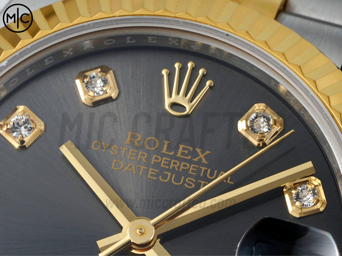 DateJust 31mm 女裝 278273 三角坑紋錶圈 不鏽鋼/黃金灰色錶盤搭配 Jubilee 錶帶 - 尊貴版