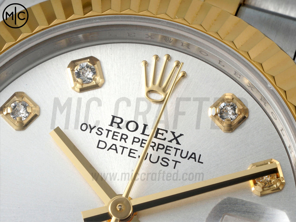 DateJust 31mm 女裝 278273 三角坑紋錶圈 不鏽鋼/黃金銀色錶盤搭配 Jubilee 錶帶 - 尊貴版