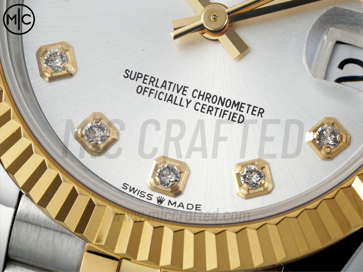 DateJust 31mm 女裝 278273 三角坑紋錶圈 不鏽鋼/黃金銀色錶盤搭配 Jubilee 錶帶 - 尊貴版