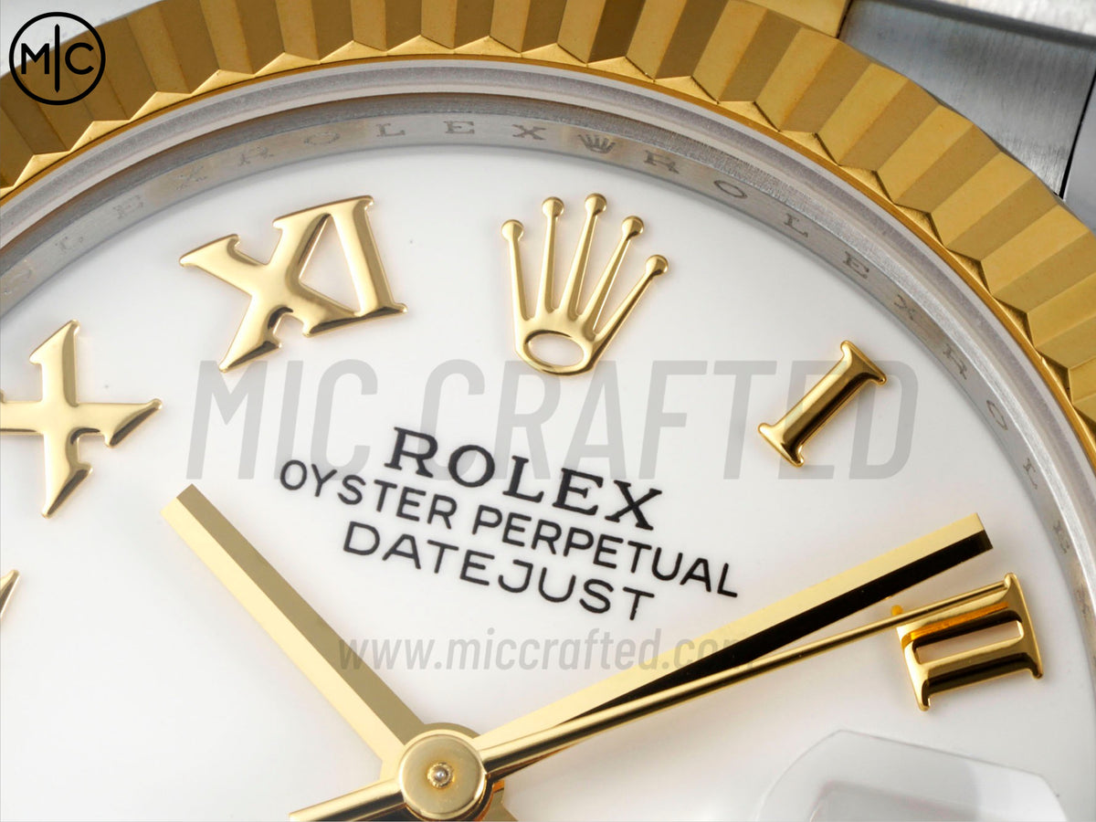 DateJust 31mm 女裝 278273 三角坑紋錶圈 不鏽鋼/黃金白色羅馬數字錶盤搭配 Jubilee 錶帶 - 尊貴版