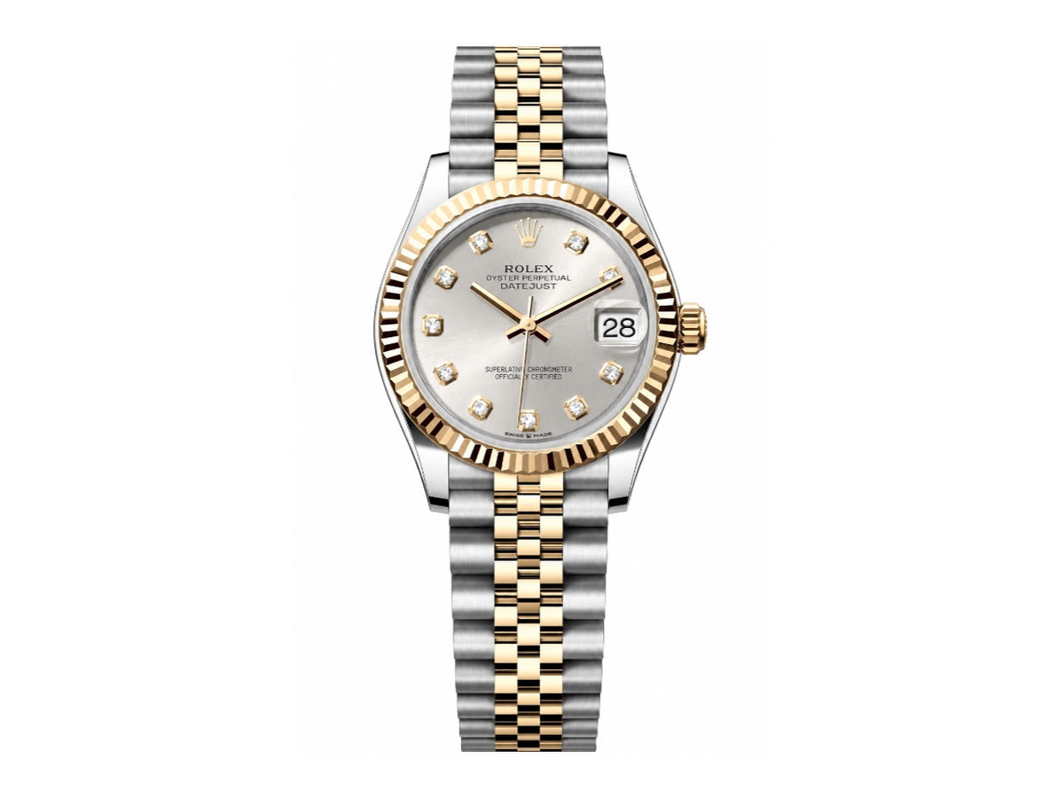 DateJust 31mm 女裝 278273 三角坑紋錶圈 不鏽鋼/黃金銀色錶盤搭配 Jubilee 錶帶 - 尊貴版
