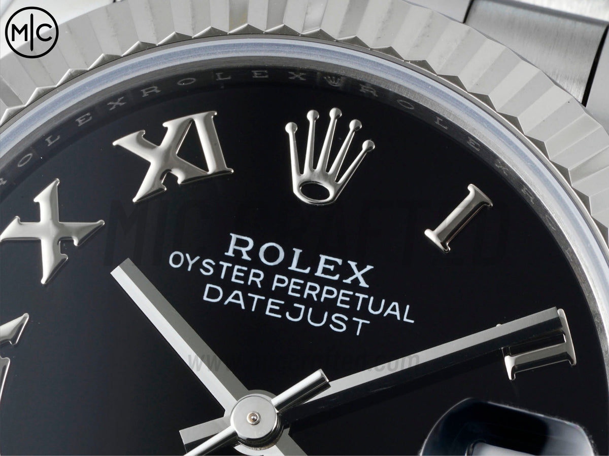 DateJust 31mm Ladies 278274 Fluted Bezel SS Black Roman Dial on Jubilee Bracelet – Premium Edition