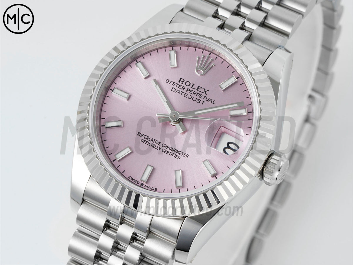 DateJust 31毫米女裝 278274 鋸齒錶圈 SS 粉紅色棒狀刻度錶盤配 Jubilee 錶帶 - 高級版