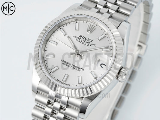 DateJust 31mm Ladies 278274 Fluted Bezel SS Silver Stick Dial on Jubilee Bracelet – Premium Edition